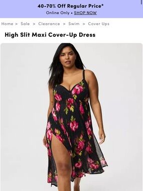 torrid 2x floral geo Black Swim Cover-Up new